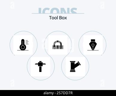Tools Glyph Icon Pack 5 Icon Design. . . tools. tool. ink Stock Vector