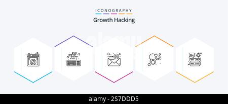 Hacking 25 Line icon pack including datacenter. handcuff. email. bandit. ban Stock Vector