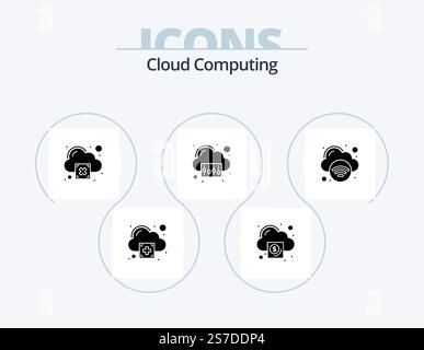 Cloud Computing Glyph Icon Pack 5 Icon Design. internet. technology. cloud. storage. cloud Stock Vector