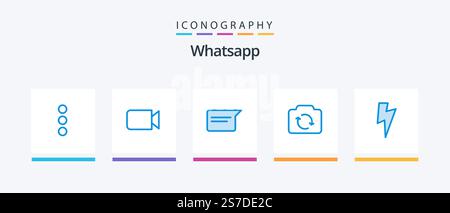 Whatsapp Blue 5 Icon Pack Including ui. power. basic. ui. refresh. Creative Icons Design Stock Vector