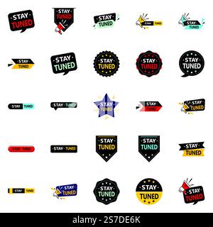 Stay Tuned 25 Unique Vector Elements for a fresh and one of a kind brand identity Stock Vector