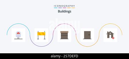 Buildings Flat 5 Icon Pack Including water. tower. buildings. signal ...