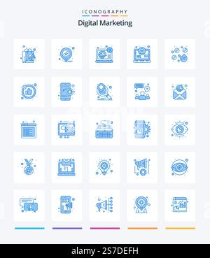 Creative Digital Marketing 25 Blue icon pack  Such As pay. internet. advertising. digital. business Stock Vector