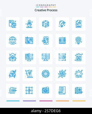 Creative Creative Process 25 Blue icon pack  Such As creative. process. process. creative. eye Stock Vector