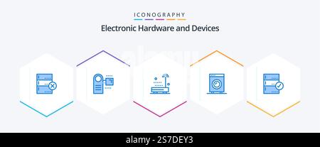 Devices 25 Blue icon pack including approve. equipment. devices. electronic. devices Stock Vector