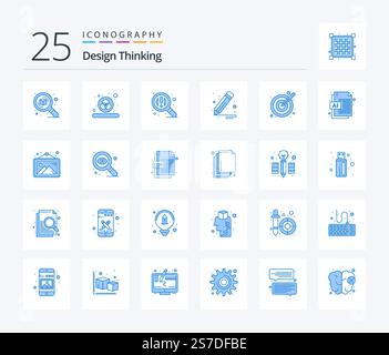 Design Thinking 25 Blue Color icon pack including vectors. illustration. find. design. design Stock Vector
