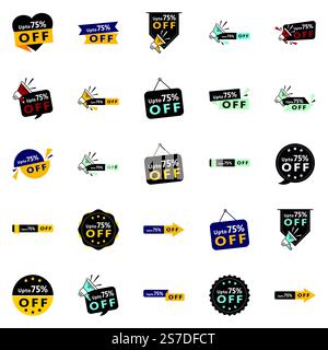 25 Dynamic Vector Designs in the Up to 70% Off Pack Perfect for Discount Branding Stock Vector