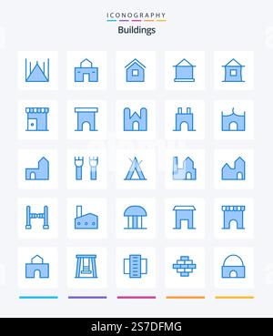 Buildings 25 Blue icon pack including clock. architecture. industrial ...