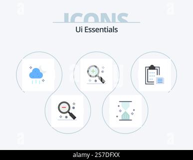 Ui Essentials Flat Icon Pack 5 Icon Design. magnifier. find. ui. add. ui Stock Vector