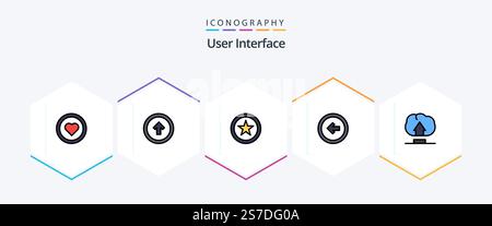 User Interface 25 FilledLine icon pack including interface. user interface. up. user. arrow Stock Vector