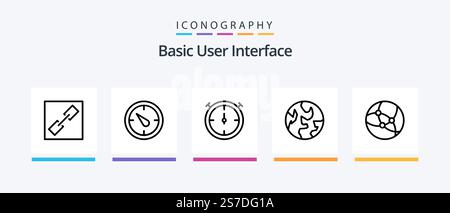 Basic Line 5 Icon Pack Including . stopwatch. plus. Creative Icons Design Stock Vector