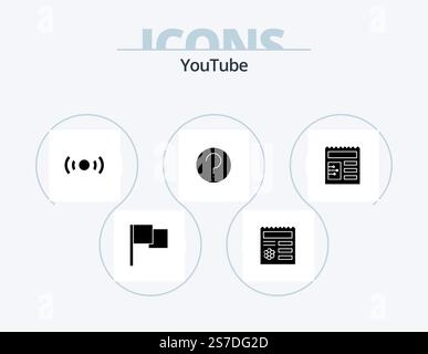 Youtube Glyph Icon Pack 5 Icon Design. basic. mark. essential. ui. basic Stock Vector