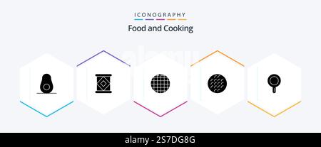 Food 25 Glyph icon pack including . pan. waffle. kitchen. food Stock Vector