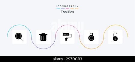 Tools Glyph 5 Icon Pack Including . padlock. Stock Vector