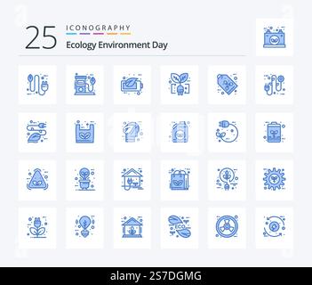 Ecology 25 Blue Color icon pack including plug. green. pump. ecology. green Stock Vector