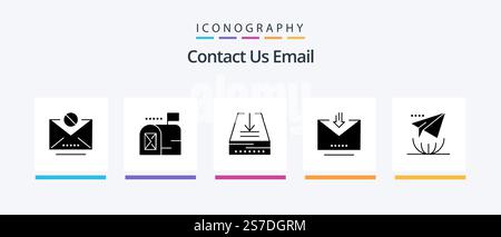 Email Glyph 5 Icon Pack Including letter. email. email. retrieve. email. Creative Icons Design Stock Vector