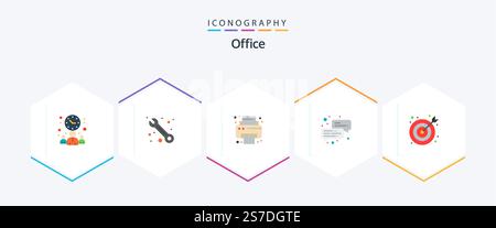 Office 25 Flat icon pack including . office. printer. center. office Stock Vector