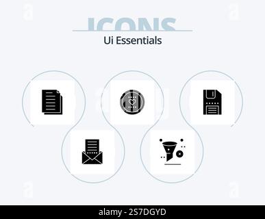 Ui Essentials Glyph Icon Pack 5 Icon Design. like. favorite. remove. paper. documents Stock Vector