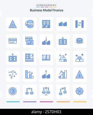 Creative Finance 25 Blue icon pack  Such As money. cash. money. money. cards Stock Vector