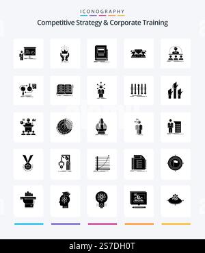 Creative Competitive Strategy And Corporate Training 25 Glyph Solid Black icon pack  Such As human. allocation. market. school. education Stock Vector