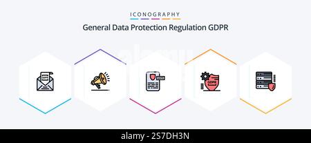 Gdpr 25 FilledLine icon pack including gdpr. secure. controller. protection. gdpr Stock Vector