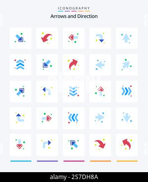 Creative Arrow 25 Flat icon pack  Such As arrow. up. back. arrows. right Stock Vector