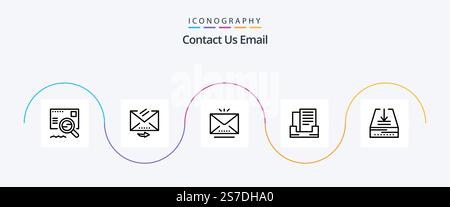 Email Line 5 Icon Pack Including inbox. download. email. box. email Stock Vector