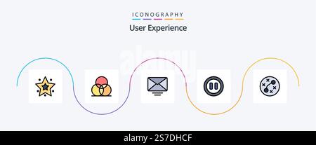 User Experience Line Filled Flat 5 Icon Pack Including . infection. mail. germs. pause Stock Vector