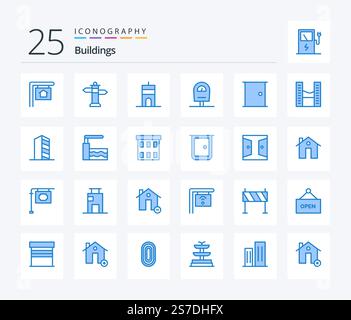 Buildings Blue 5 Icon Pack Including castle. landmark. courthouse ...