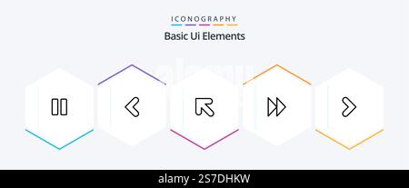 Basic Ui Elements 25 Line icon pack including forward. arrow. arrow. video. forward Stock Vector