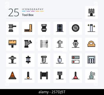 Tools 25 Line Filled icon pack including tools. brush. options. art. wand Stock Vector