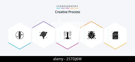 Creative Process 25 Glyph icon pack including image. process. process. creative. creative Stock Vector