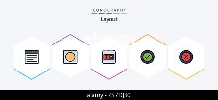 Layout 25 FilledLine icon pack including . search. . ux Stock Vector