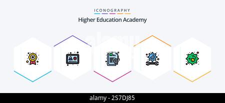 Academy 25 FilledLine icon pack including cell. study. plan. engineering. academy Stock Vector