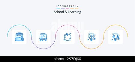 School And Learning Blue 5 Icon Pack Including . puzzle. education. line. education Stock Vector
