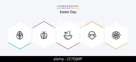 Easter 25 Line icon pack including flower. decoration. easter. spring. lamb Stock Vector