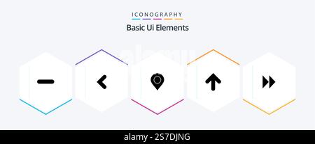 Basic Ui Elements 25 Glyph icon pack including forward. upload. map. up. arrow Stock Vector