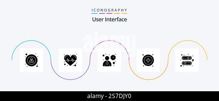 User Interface Glyph 5 Icon Pack Including . user. user. interface. user Stock Vector