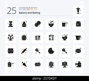 Baking 25 Solid Glyph icon pack including dye. colouring. icecream. baking. cookie Stock Vector