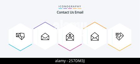 Email 25 Line icon pack including message. email. mail. message. email Stock Vector