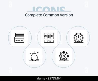 Complete Common Version Line Icon Pack 5 Icon Design. decision. business. new. shopping. ecommerce Stock Vector