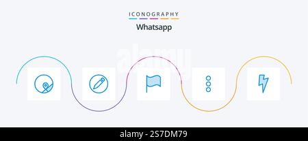 Whatsapp Blue 5 Icon Pack Including . ui. flag. basic. ui Stock Vector