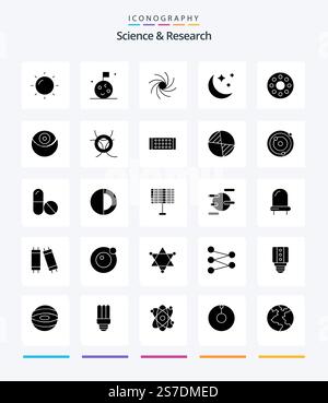Creative Science 25 Glyph Solid Black icon pack  Such As danger. planet. crescent. death. infrared Stock Vector