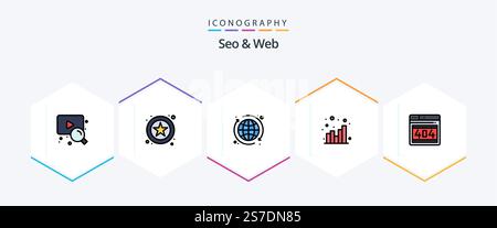 Seo and Web 25 FilledLine icon pack including . webpage. internet. web. web Stock Vector