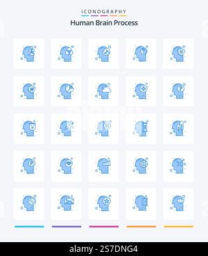 Creative Human Brain Process 25 Blue icon pack  Such As head. mind. human. relax. balance Stock Vector