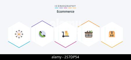 Ecommerce 25 Flat icon pack including . ecommerce. ecommerce. box. shopping Stock Vector