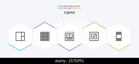 Layout 25 Line icon pack including . cover. Stock Vector