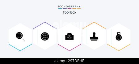 Tools 25 Glyph icon pack including . press. Stock Vector