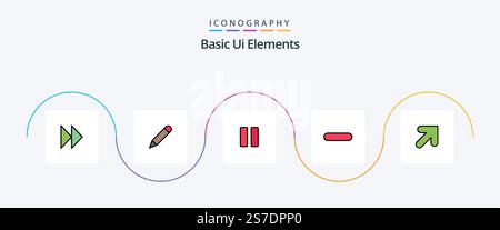Basic Ui Elements Line Filled Flat 5 Icon Pack Including up. remove. control. minus. delete Stock Vector