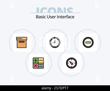 Basic Line Filled Icon Pack 5 Icon Design. . . time. timer. star Stock Vector